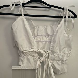 Shein white tie front shirt